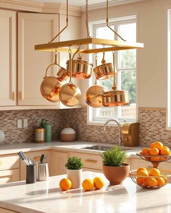 gold pot racks elevate kitchens
