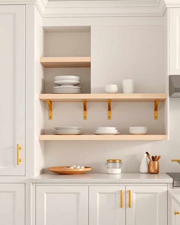 gold shelving brackets elevate kitchens