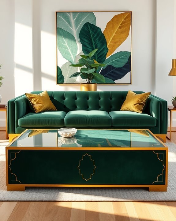 gold trimmed coffee table elegance