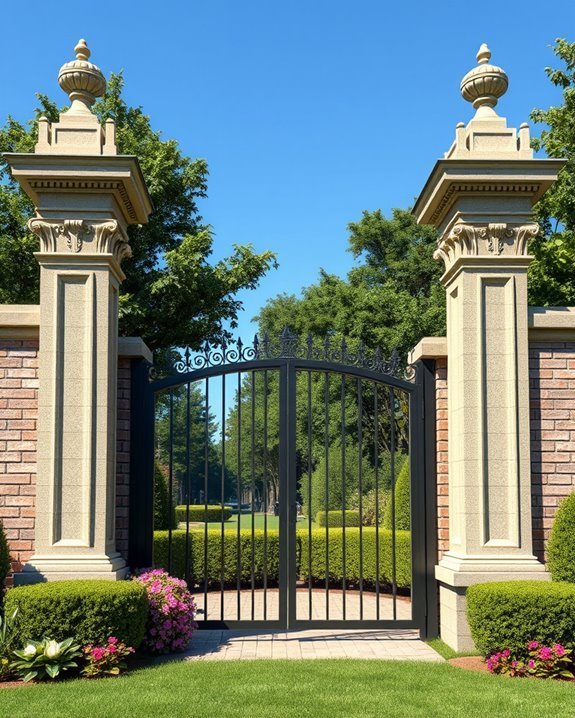 grand entrance fence columns