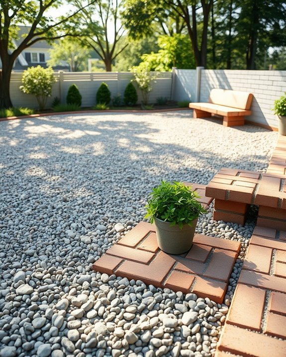 gravel and brick patio design