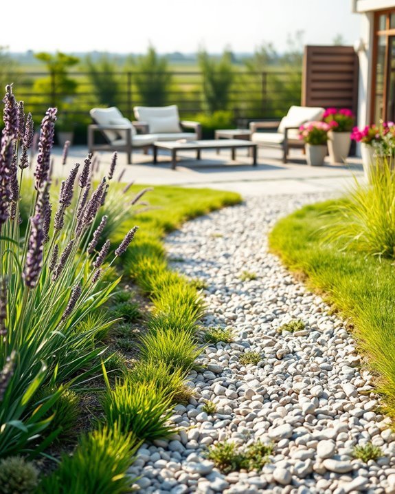 gravel paths enhance outdoor dining