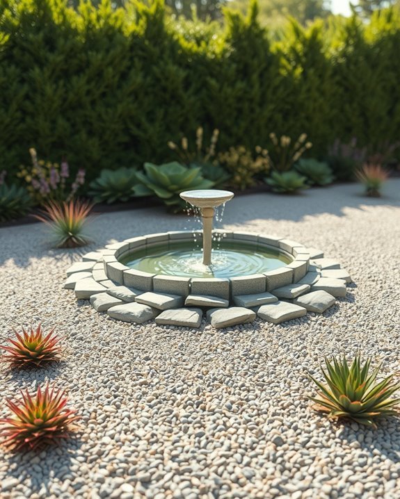 gravel patio water features