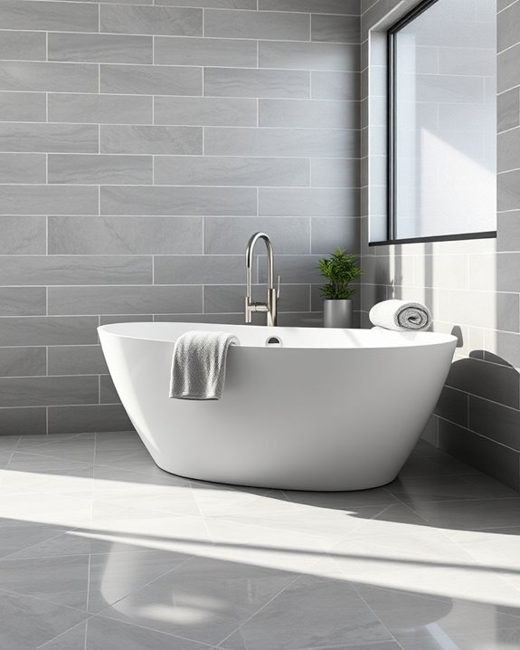 gray tiles white grout