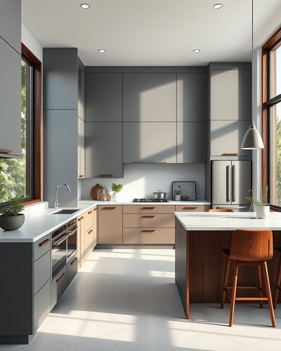 gray walls dark wood