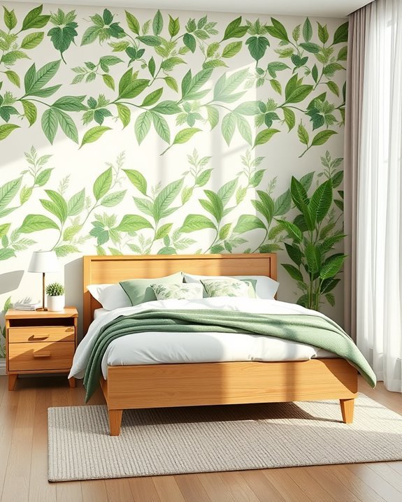 green botanical wallpaper borders