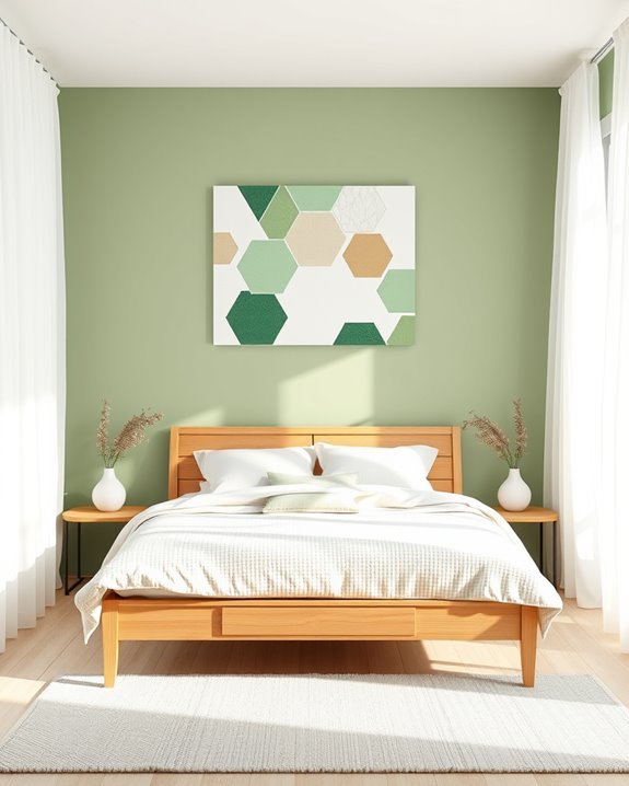 green geometric bedroom decor