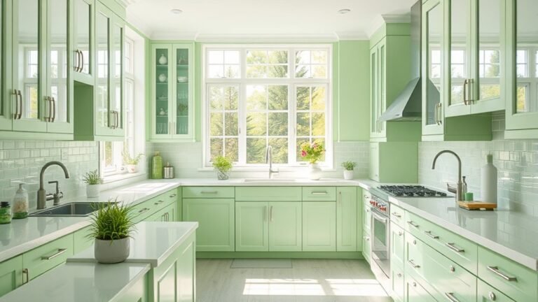green kitchens white cabinets