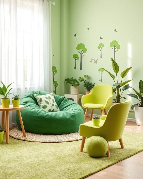 green themed cozy seating