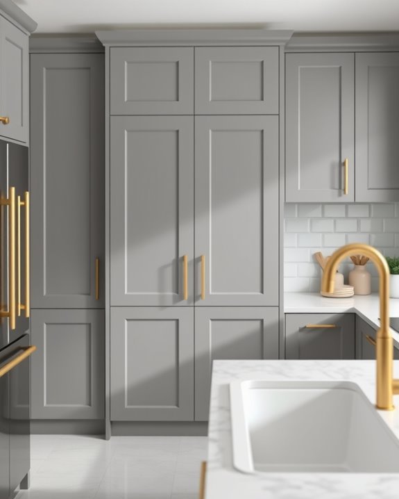 grey doors gold handles