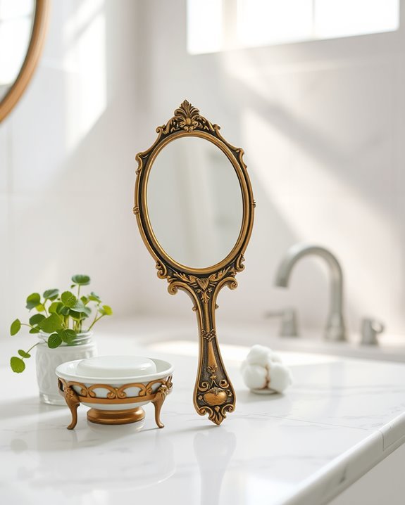 hand mirrors enhance decor