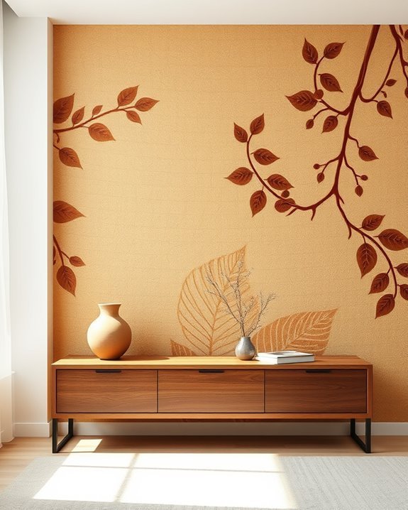 hand painted brown murals enhance