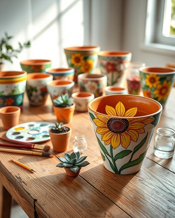 hand painted flower pot designs