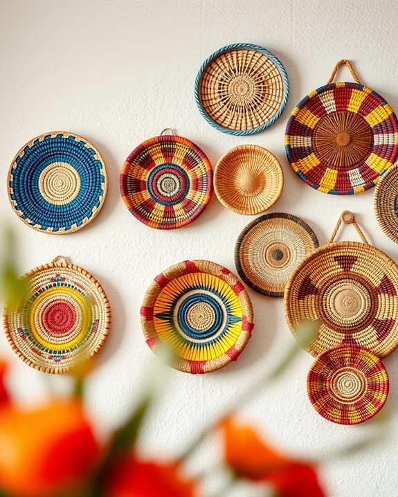 hand woven bohemian wall baskets