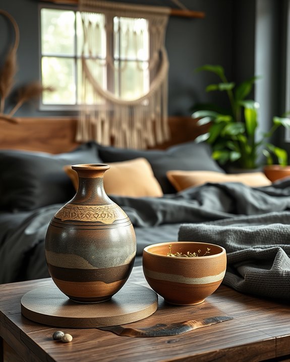 handcrafted pottery enhances decor