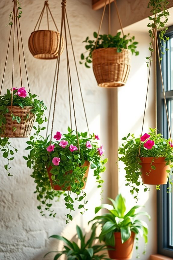 hanging planters enhance ambiance