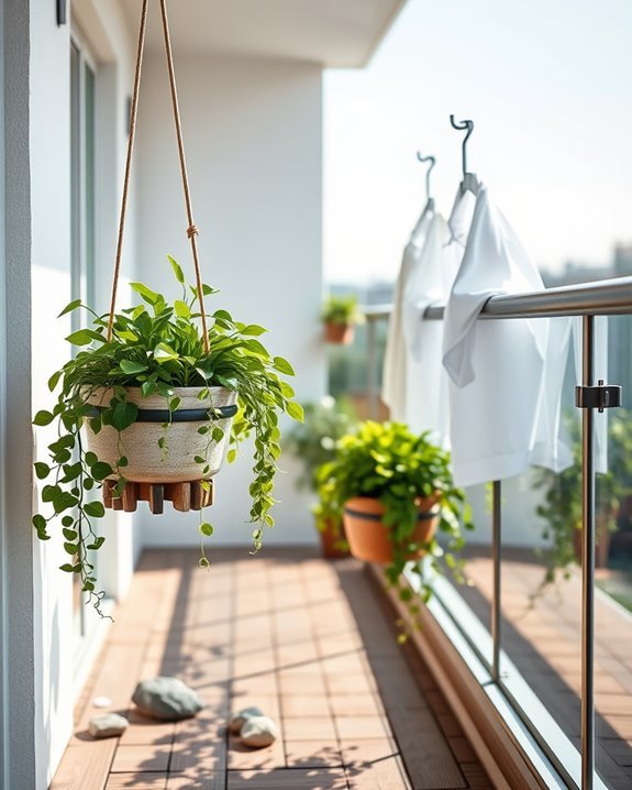 hanging planters enhance laundry