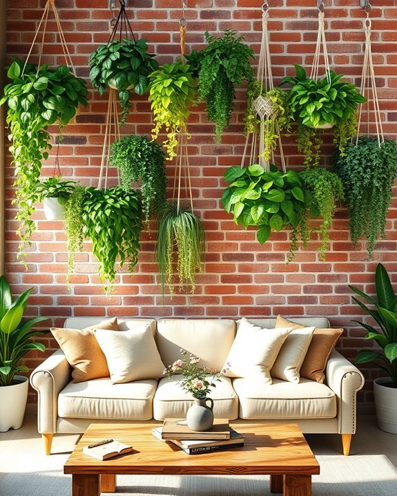 hanging plants and shelves