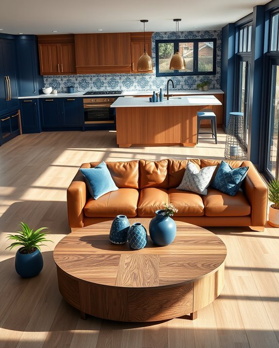 harmonious blue and brown