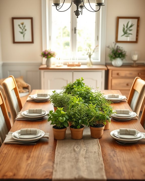 herb filled rustic centerpieces