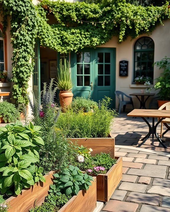 herb garden enhances coffee shop