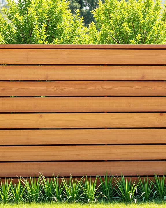 horizontal wood plank fencing