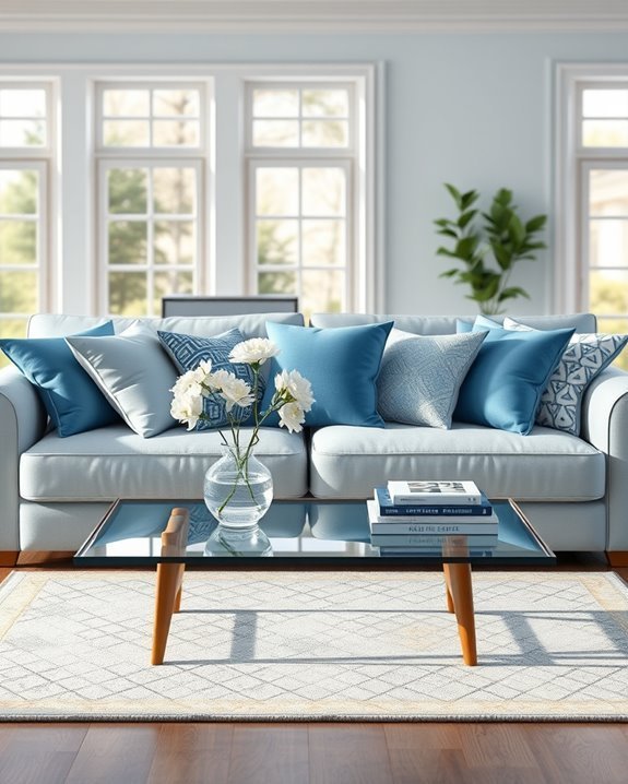 ice blue cushion aesthetics