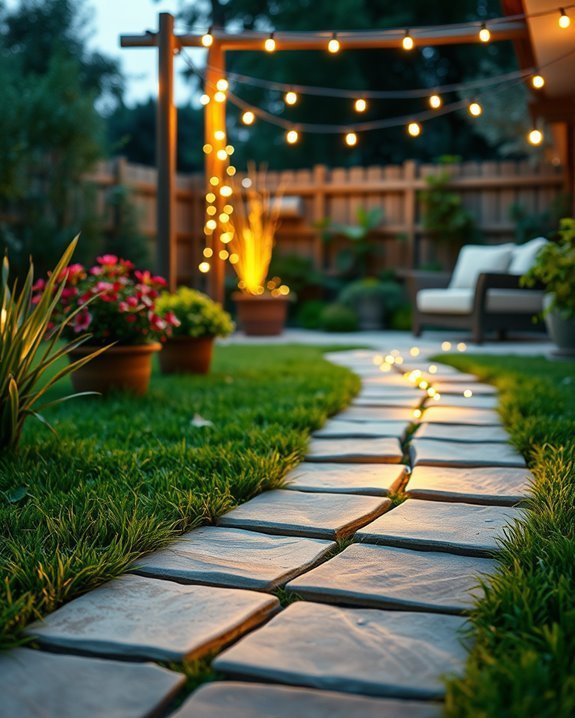illuminated garden path stones