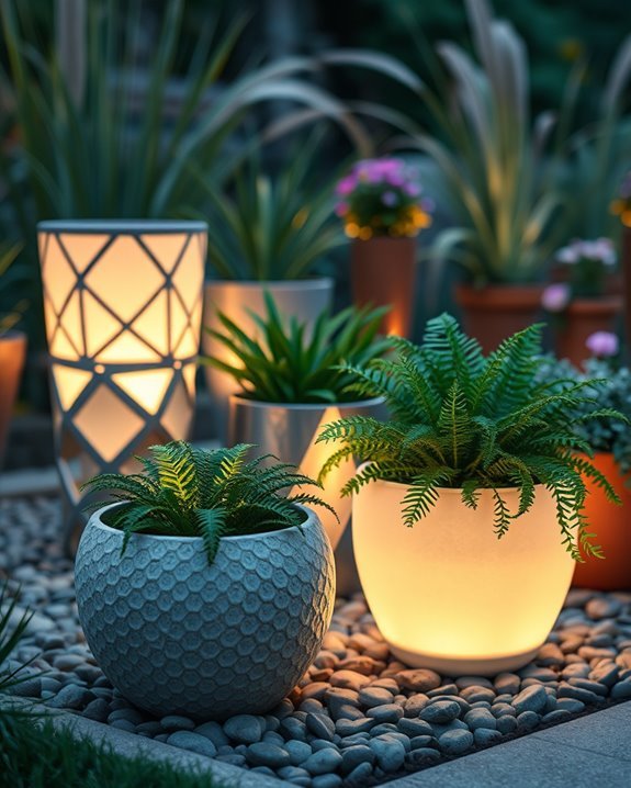 illuminated garden plant pots