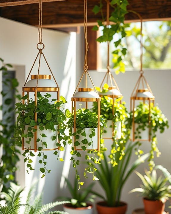 illuminated hanging plant decor