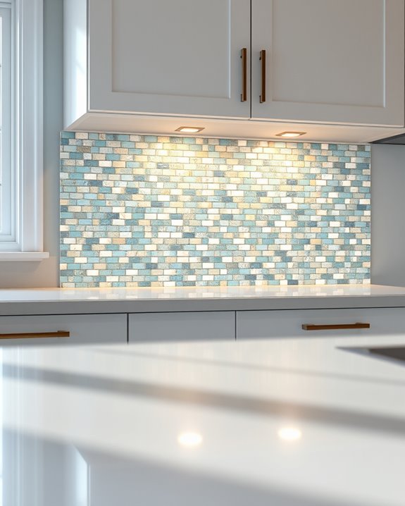 illuminated mosaic kitchen backsplash