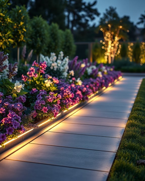 illuminated outdoor garden borders