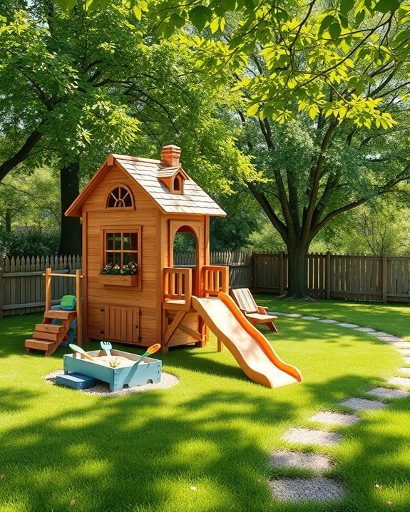 imaginative playhouse with slide