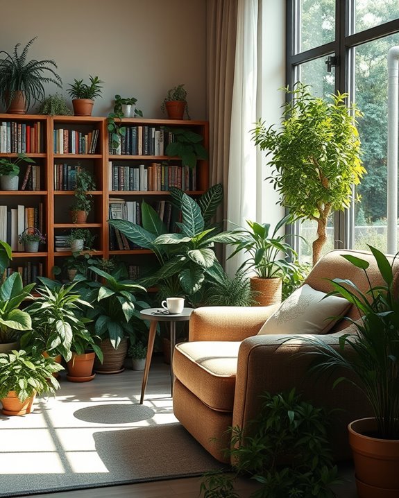 indoor garden reading nook