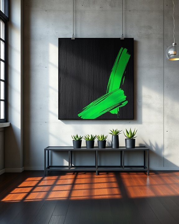 industrial black and green decor