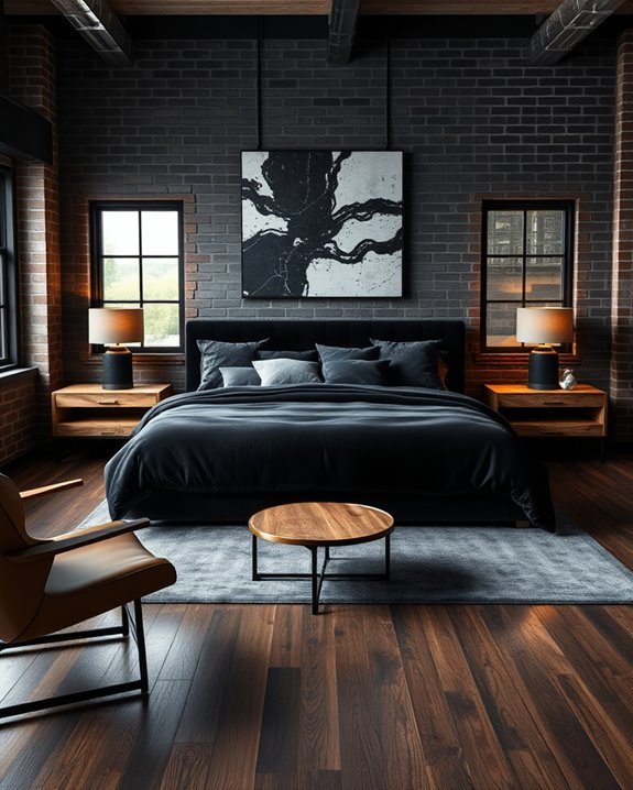 industrial black bedroom elegance