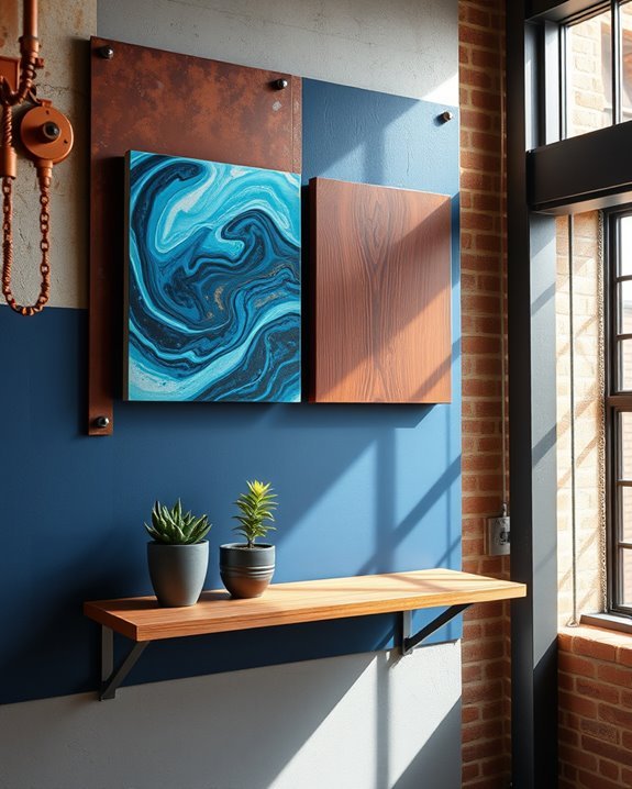 industrial blue brown decor