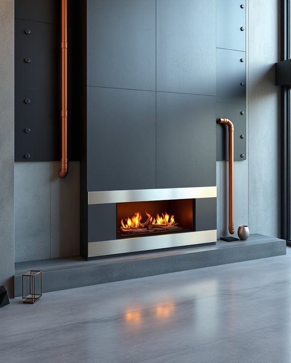 industrial chic fireplace design