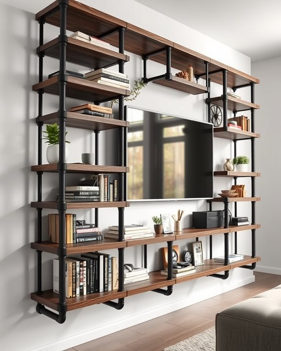 industrial pipe shelving elegance