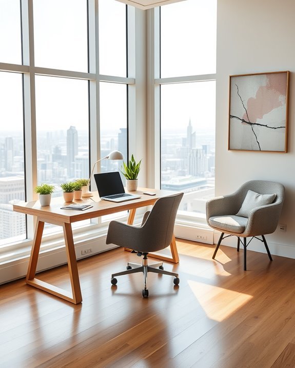 inspiring workspace with windows