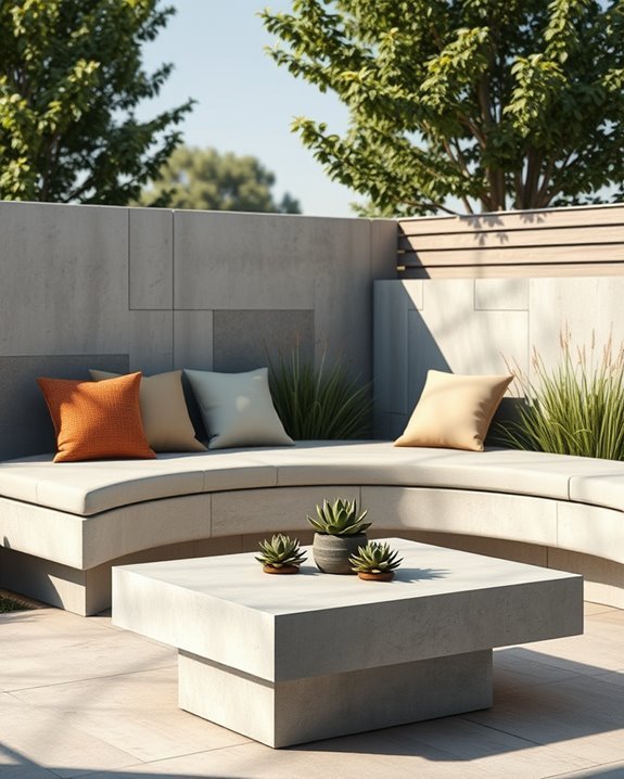 integrated concrete seating fences