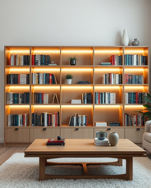 integrated illuminated bookshelf design