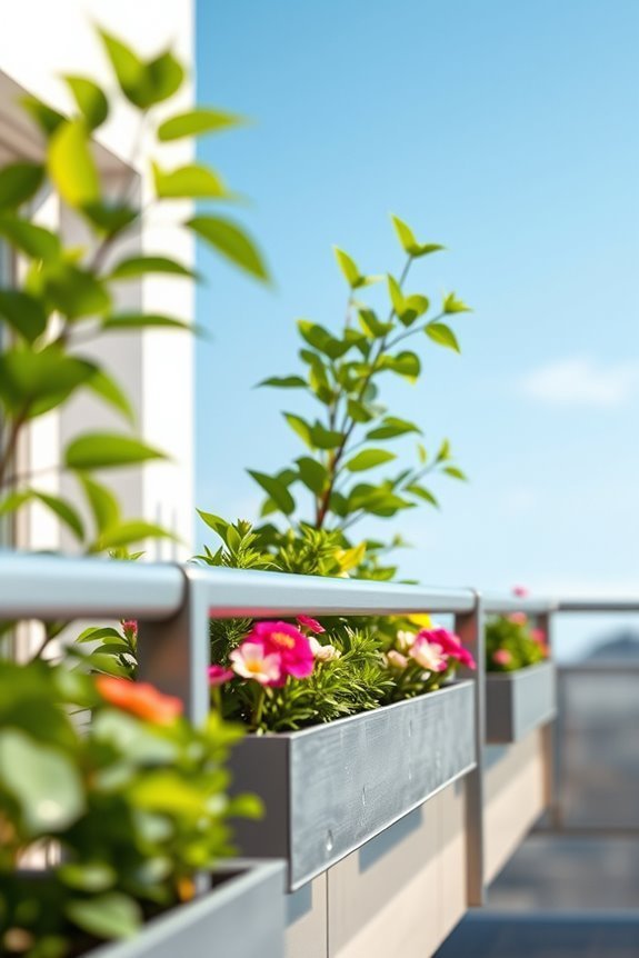 integrated planters for railings