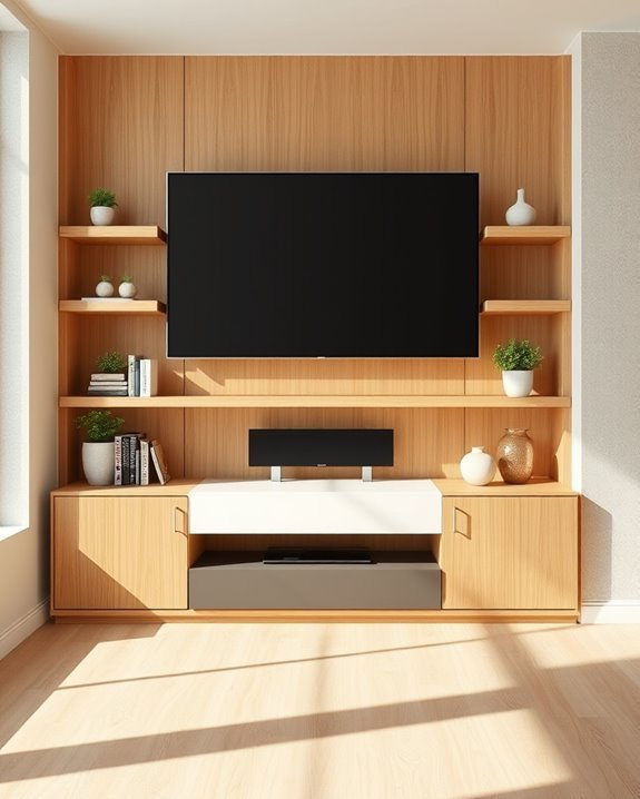integrated tv and shelves
