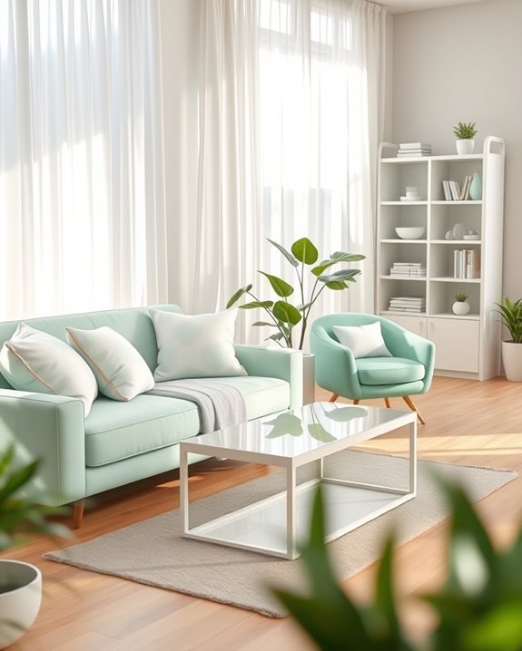 invigorating mint green accents