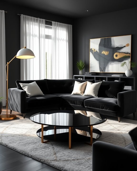 inviting black lounge aesthetics