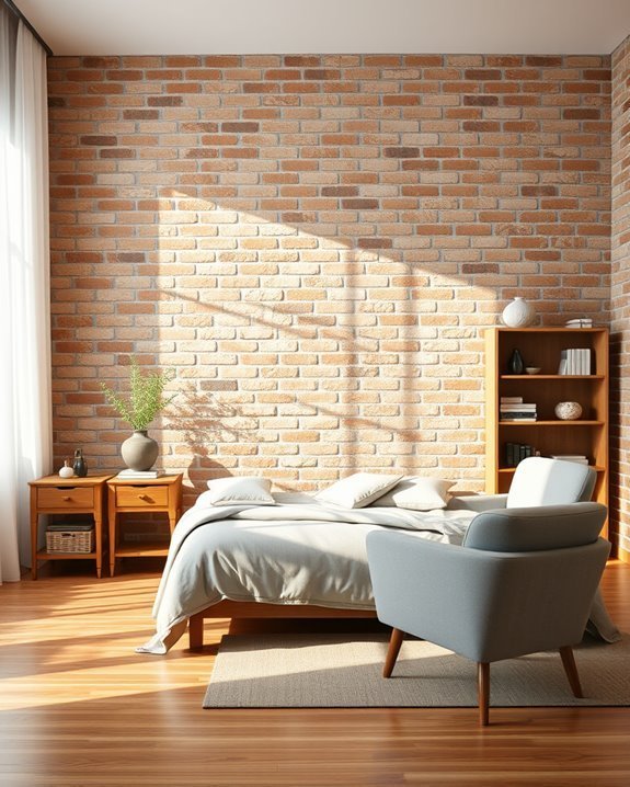 inviting brick bedroom design