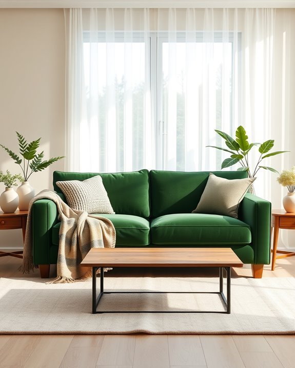 inviting comfortable green sofas