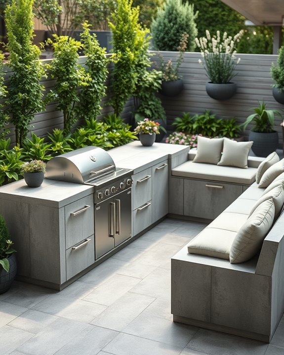 inviting concrete cooking space