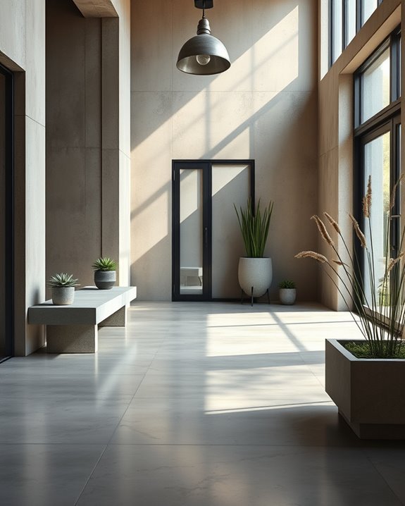 inviting concrete entryway design